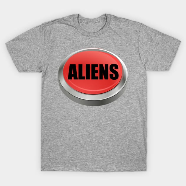 Red Button - Aliens T-Shirt by Among the Leaves Apparel